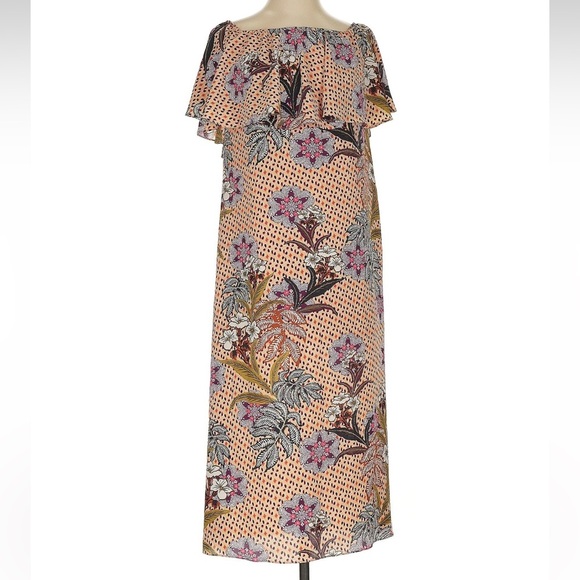 Zara Floral Off The Shoulders Midi Dress Bloggers Favorite Women’s Size Small S - Picture 5 of 8